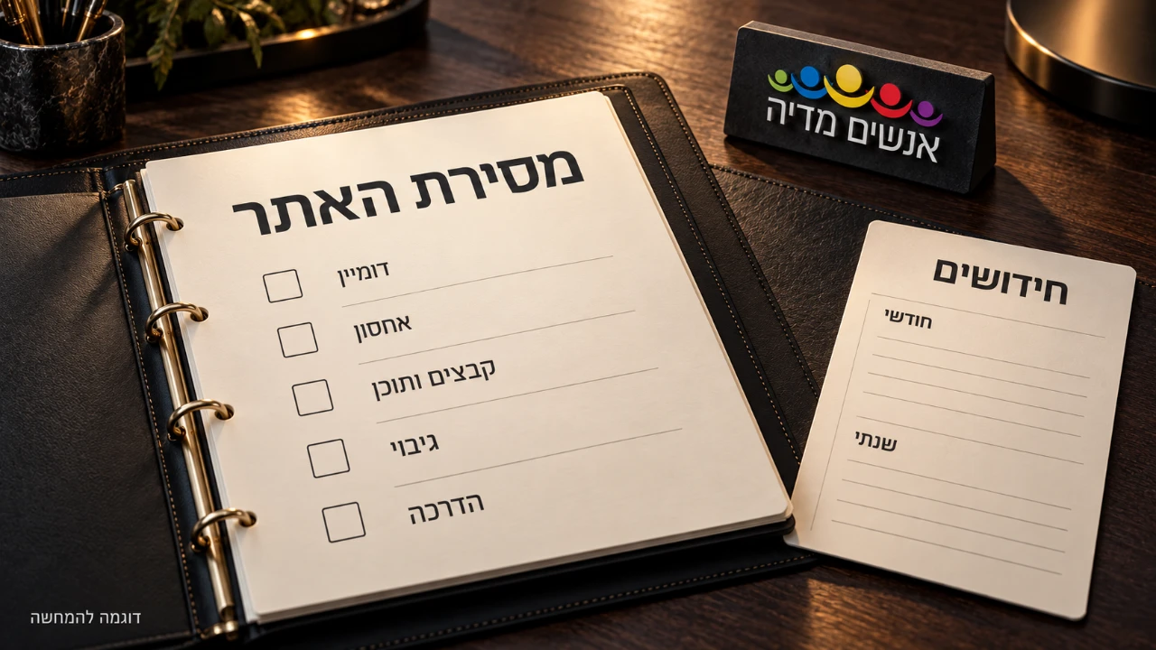 רשימת מסירת אתר לצד תכנון חידושים חודשיים ושנתיים