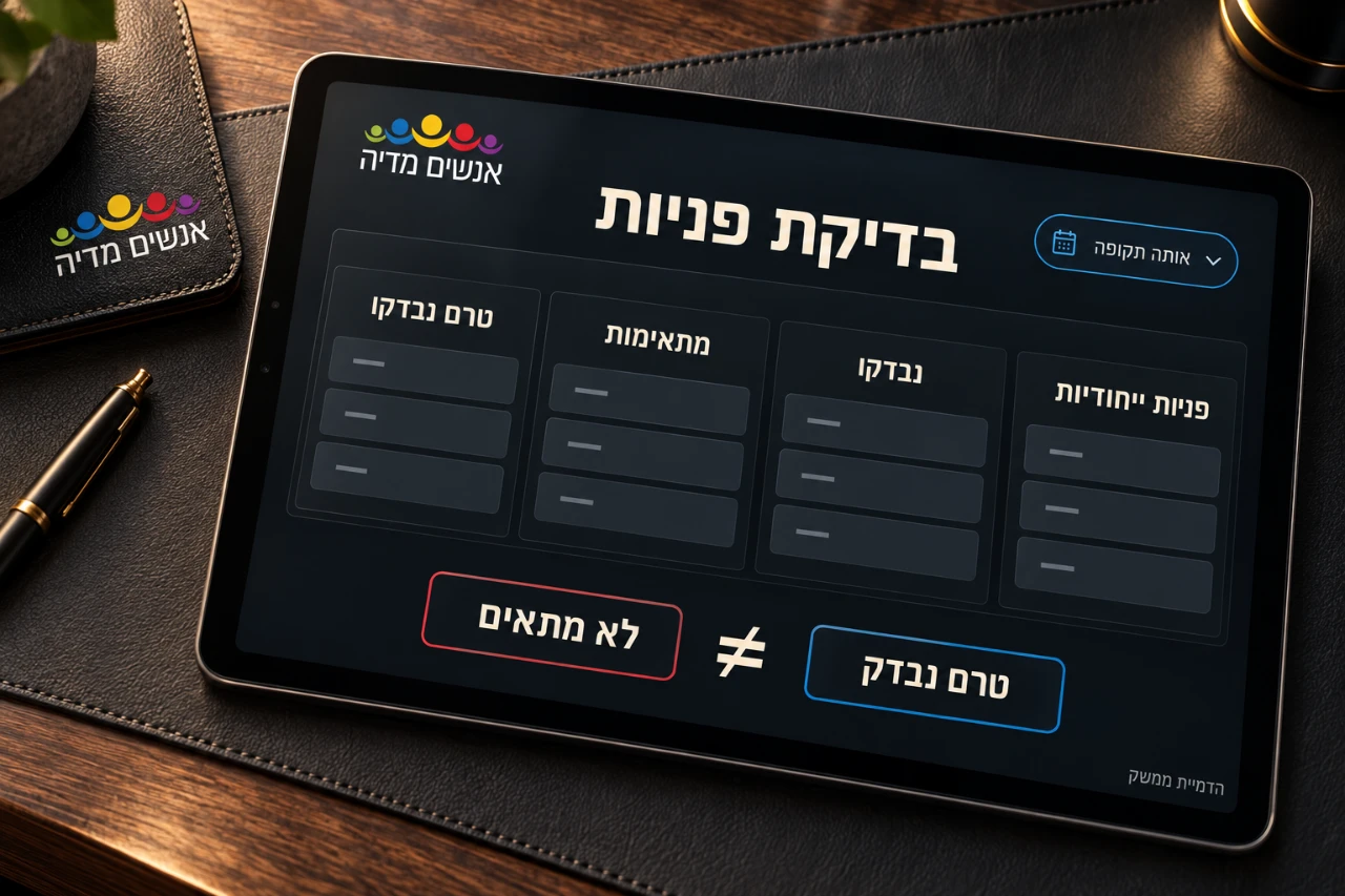 גיליון מדידה לפניות ייחודיות, פניות שנבדקו, מתאימות ופניות שטרם נבדקו.
