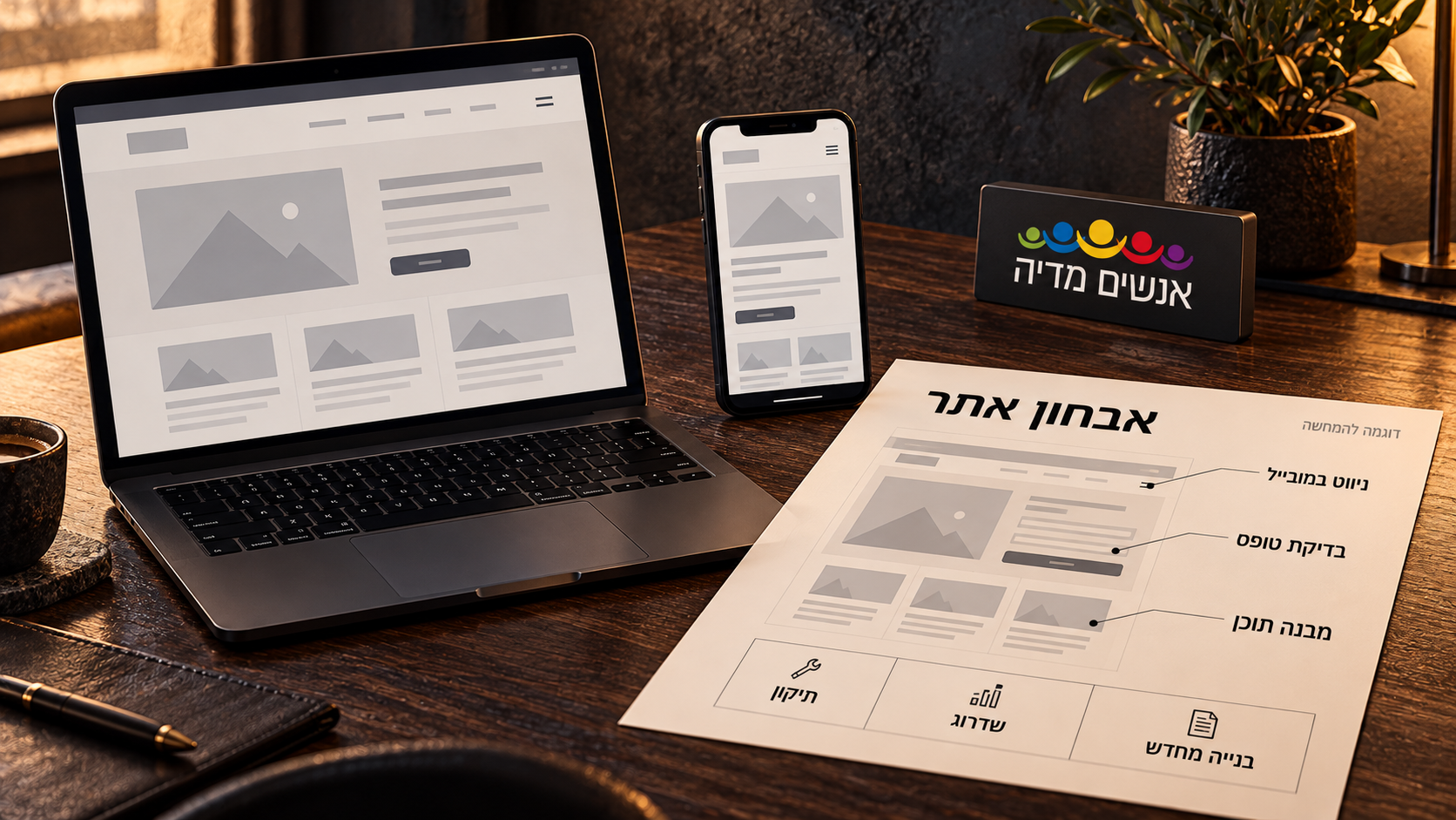 אבחון אתר לדוגמה: ניווט במובייל, טופס ומבנה תוכן לפני בחירה בין תיקון, שדרוג ובנייה מחדש