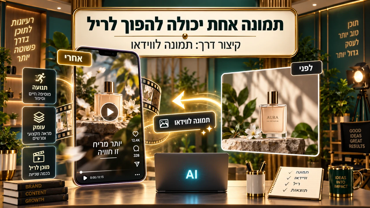 המחשה של הפיכת תמונה סטטית לריל דינמי באמצעות AI