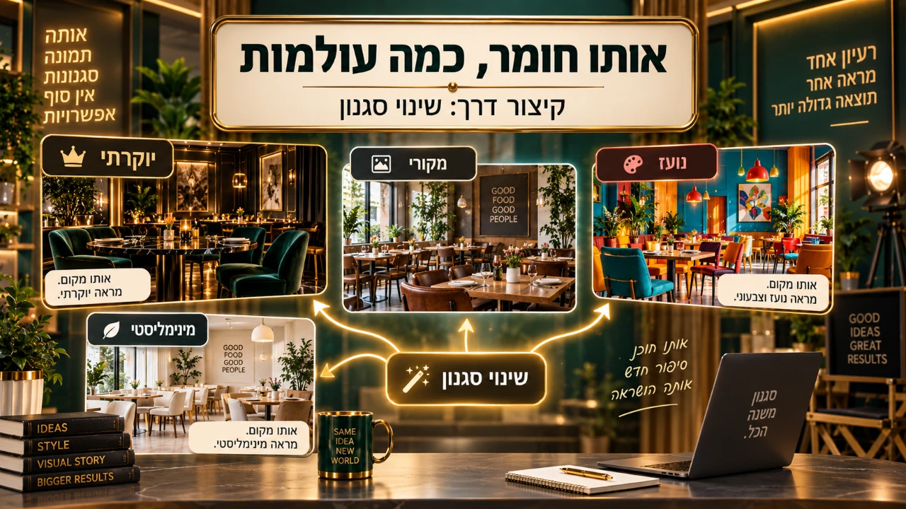 אותו חומר ויזואלי בכמה סגנונות שונים באמצעות AI