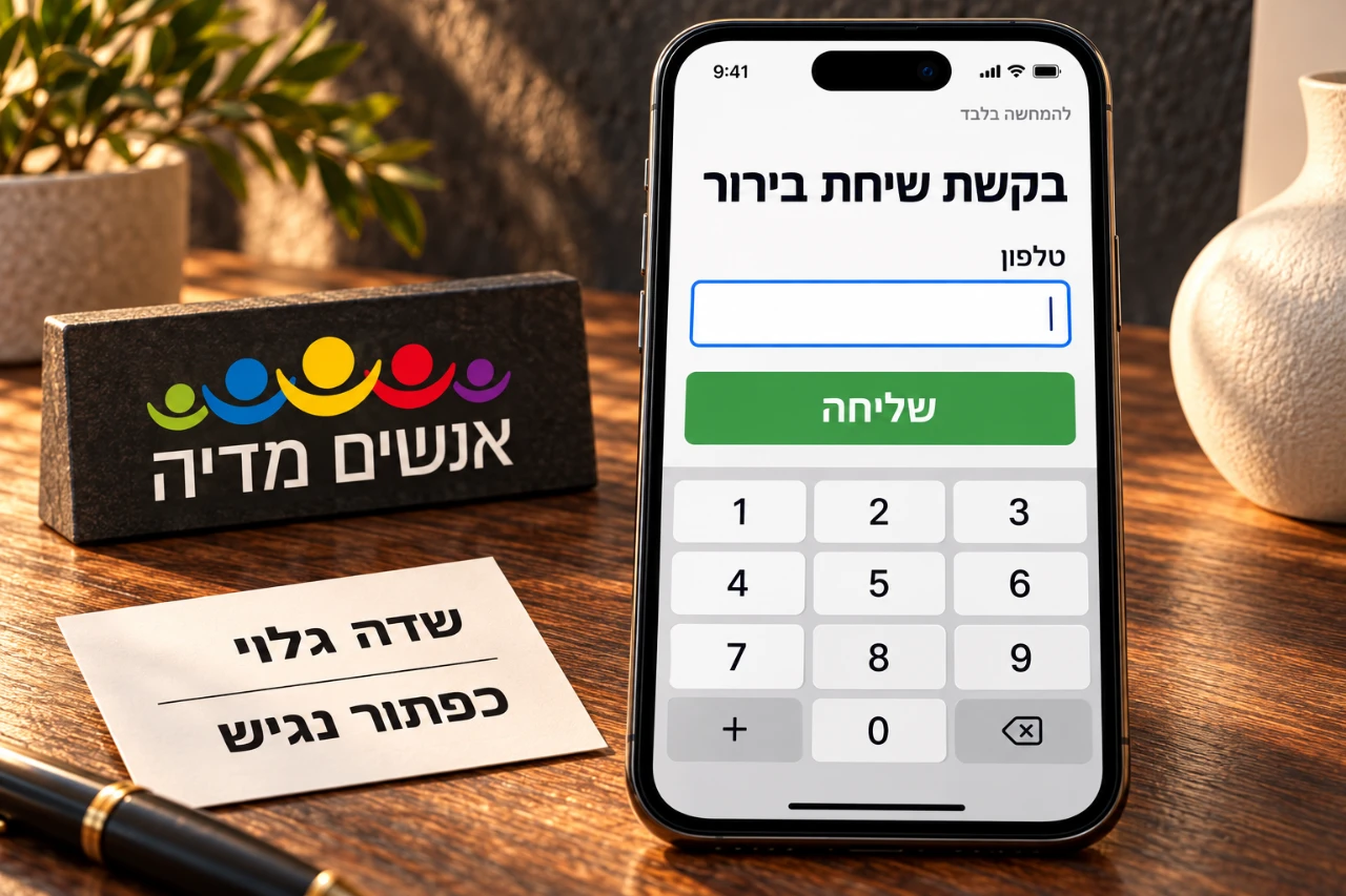 שדה טלפון וכפתור שליחה גלויים מעל מקלדת מספרים במובייל