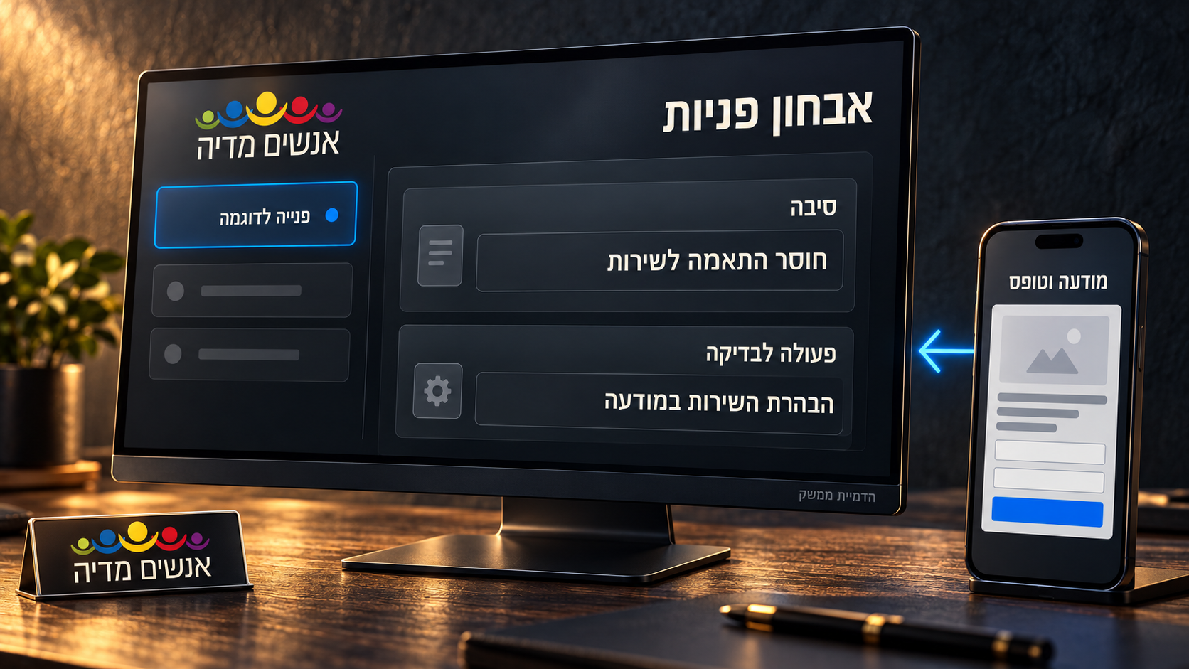 פנייה לדוגמה עוברת ממודעה וטופס לאבחון חוסר התאמה לשירות ולבדיקת הבהרת המסר.